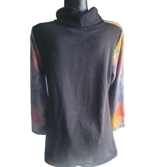 Variations Multi Colored Tie-dye Turtleneck Wrap Front Sweater L - Picture 6 of 7